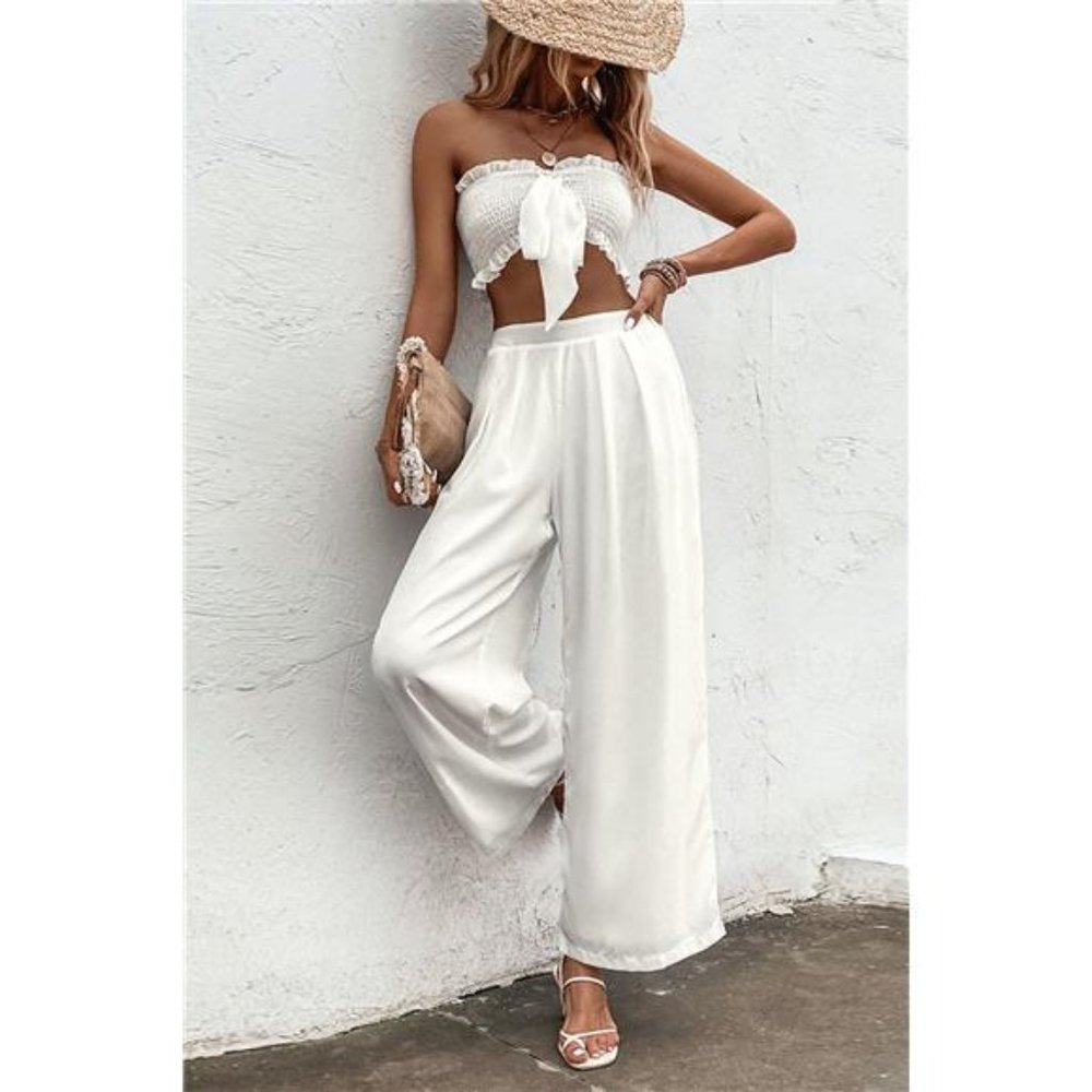 Smocked Tube Top and Wide Leg Pants Set - Picture 7 of 7